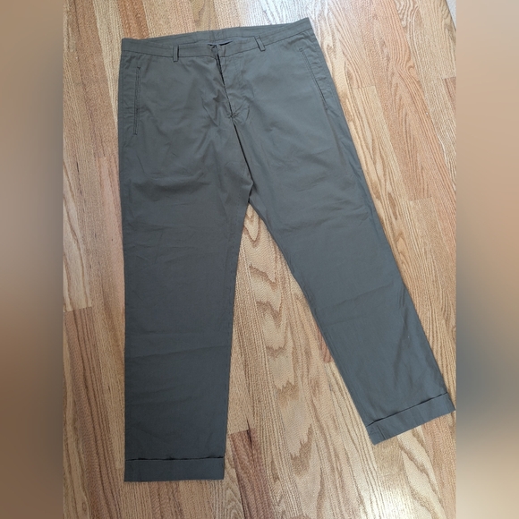 Jil Sander Olive Green Slim Trousers - Picture 2 of 8